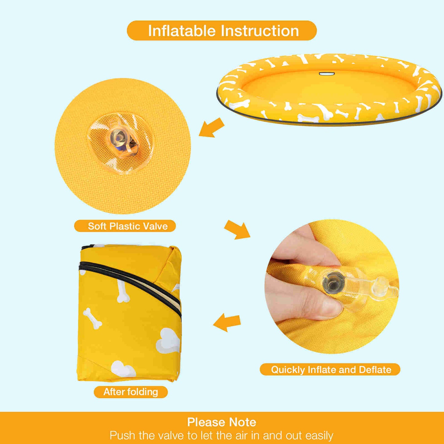 Dog Float Raft - Inflatable Dog Swimming Float for Summer, Yellow Bone, 1 Pack