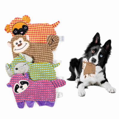 Dog Squeaky Toys Plush Dog Chew Toys, 4 Pack