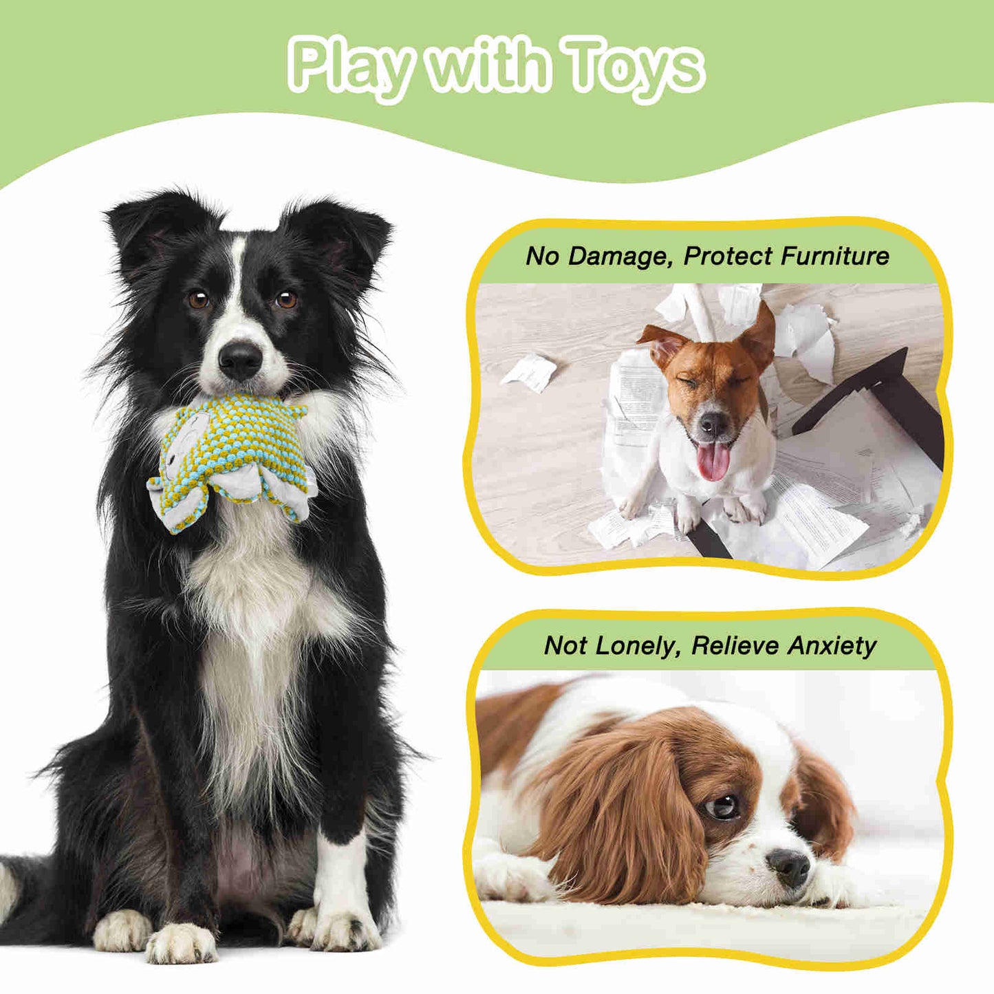 Dog Squeaky Toys Plush Dog Chew Toys, 4 Pack