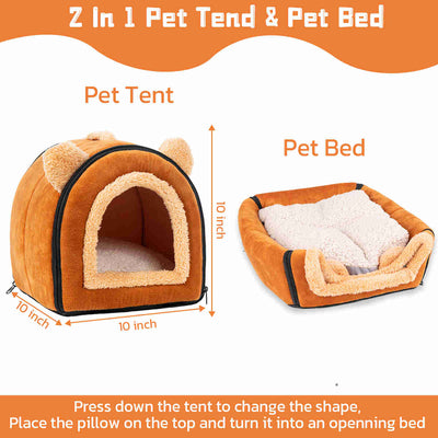 Guinea Pig Hideout，Bunny Bed, Small Animal Bed, Small Animal Bed, 1 Pack (Brown)