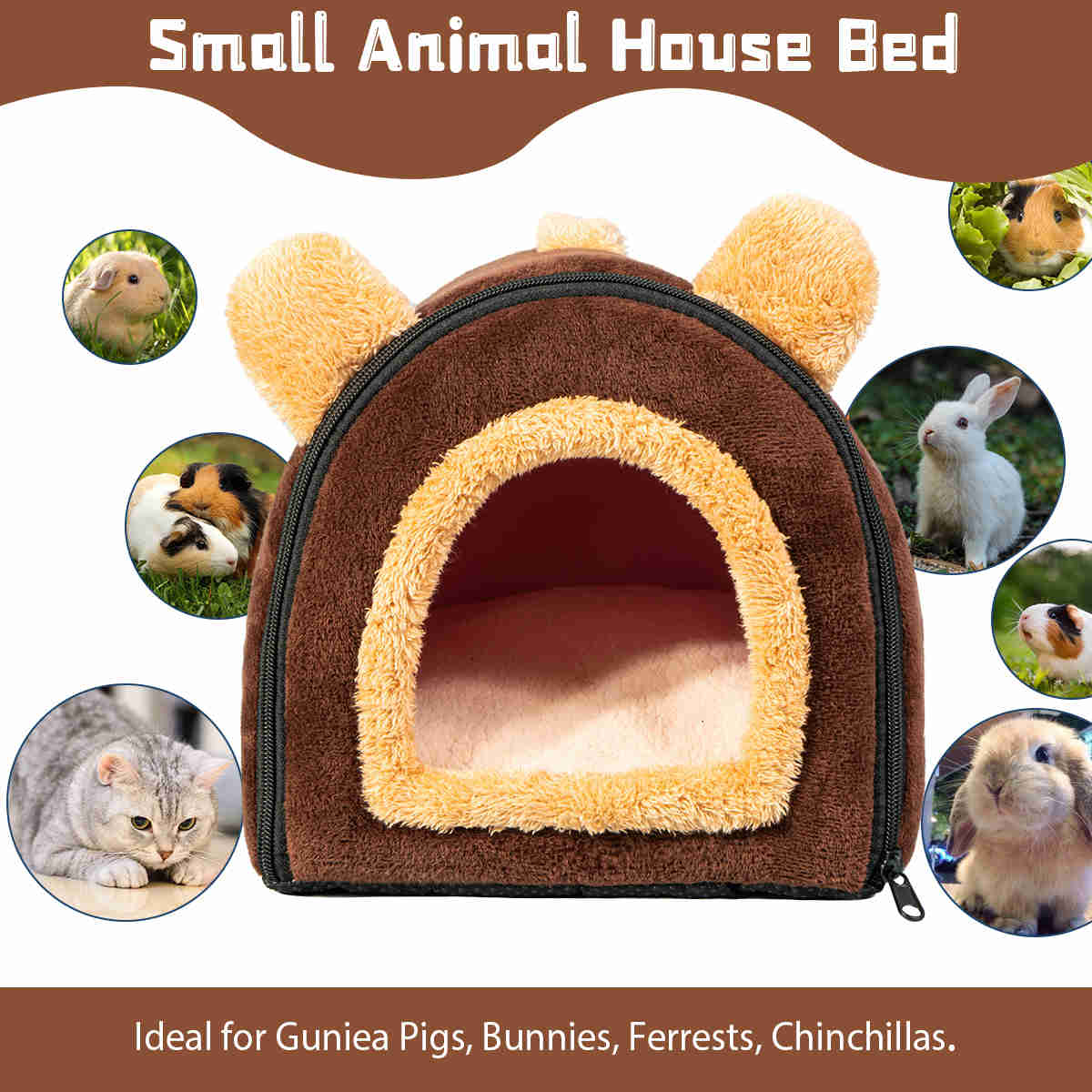 Guinea Pig Hideout，Bunny Bed, Small Animal Bed, Small Animal Bed, 1 Pack (Coffee)