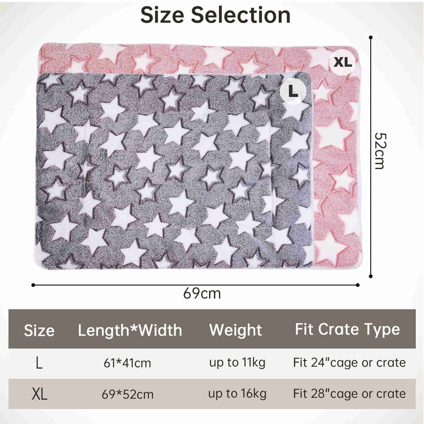 Washable Fleece Pet Cushion for Small Dog Cat Puppy, 2 Pcs