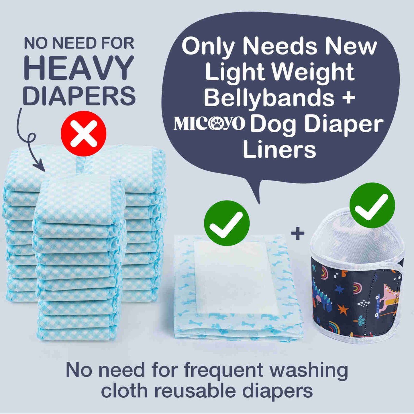 Washable Male Dog Diapers, Reusable Doggy Diapers, 3 Pack (DinoⅡ)