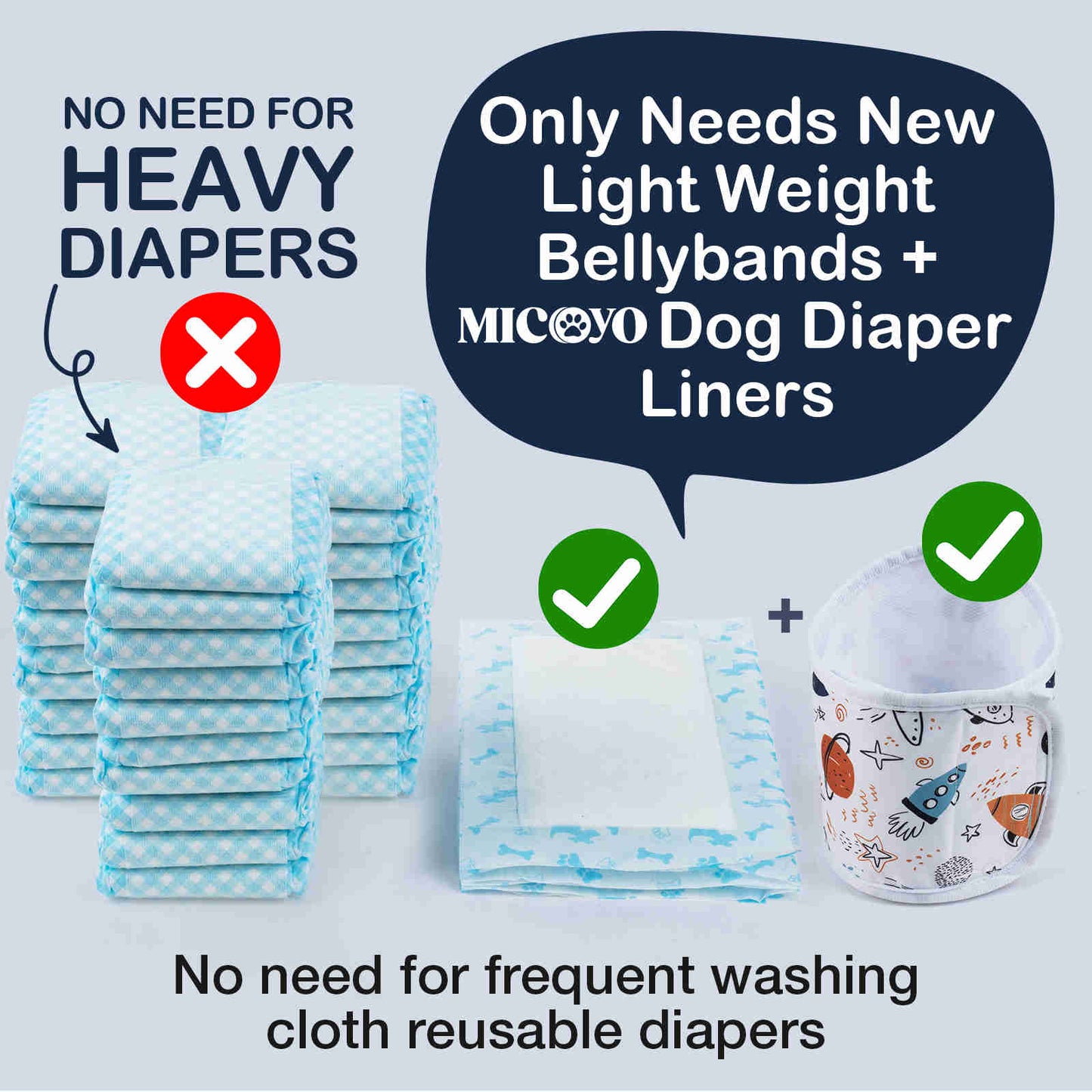 Washable Male Dog Diapers, Reusable Doggy Diapers, 3 Pack (SpaceⅡ)