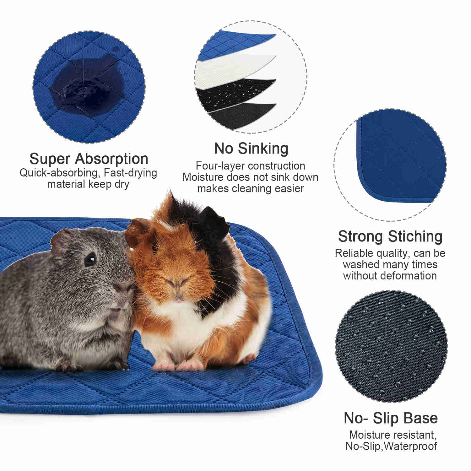 Washable Small Pet Pads, like guinea pigs(Blue Orange)