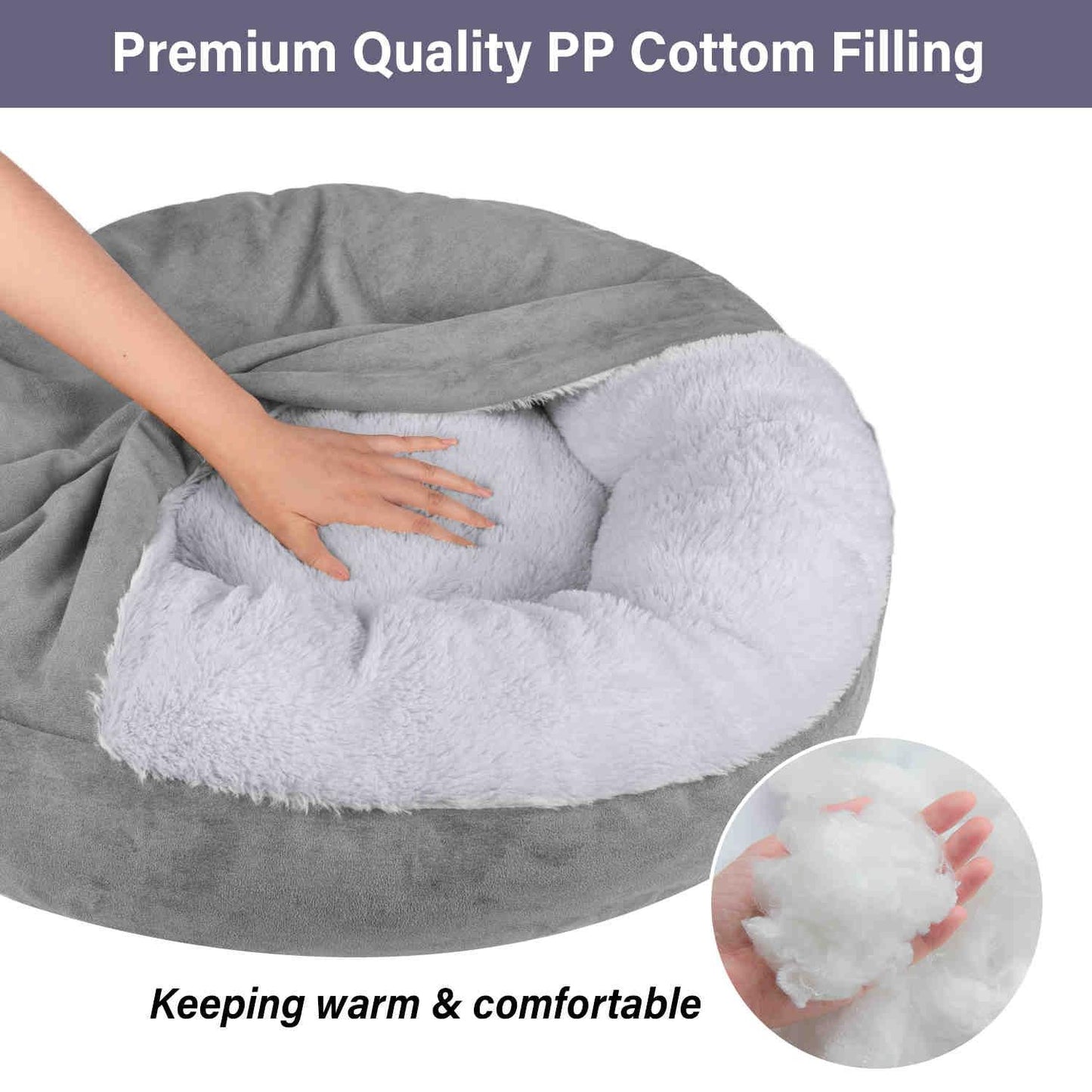 Covered Pet Bed, Washable, Gray