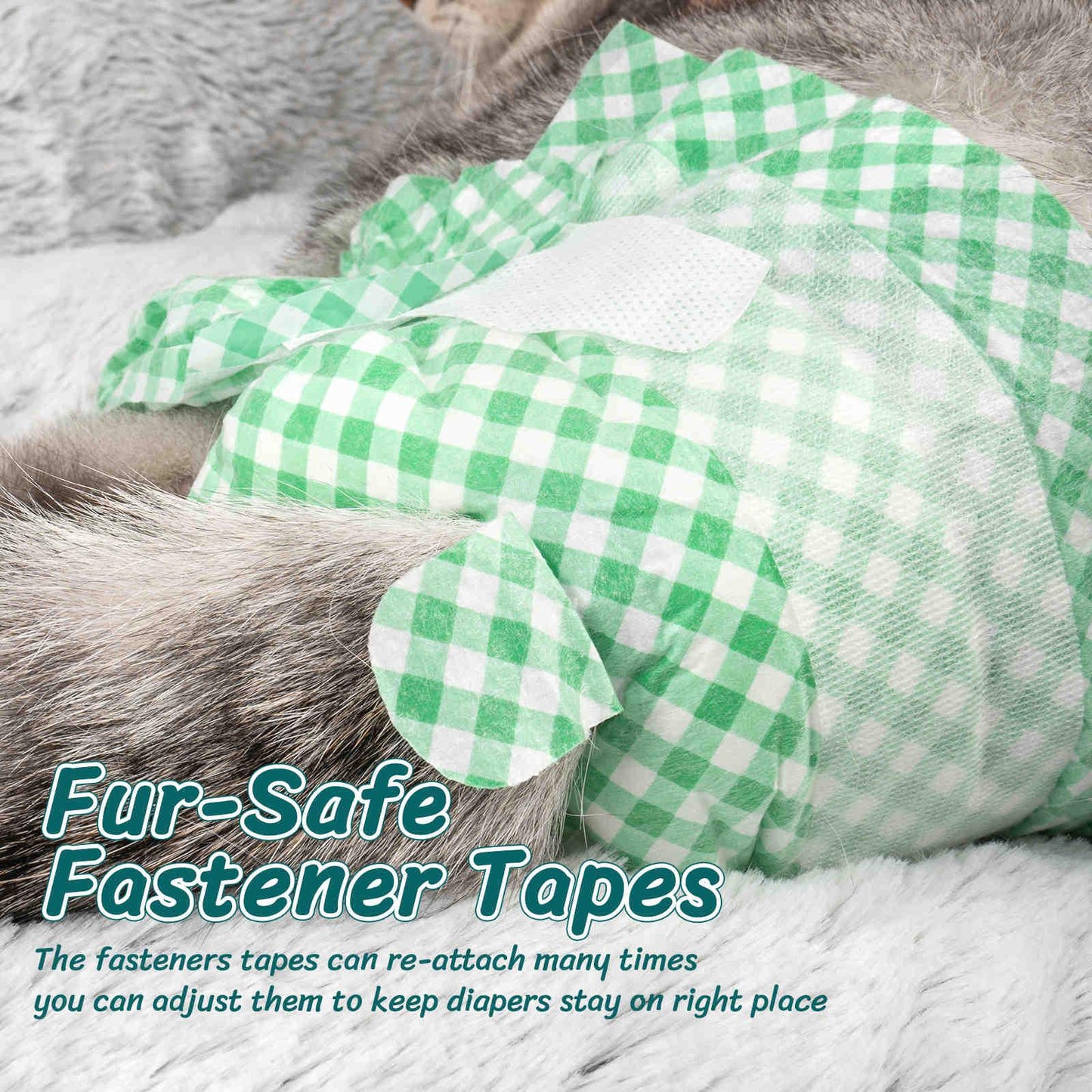 Disposable Cat Diapers, Green Plaid Pattern