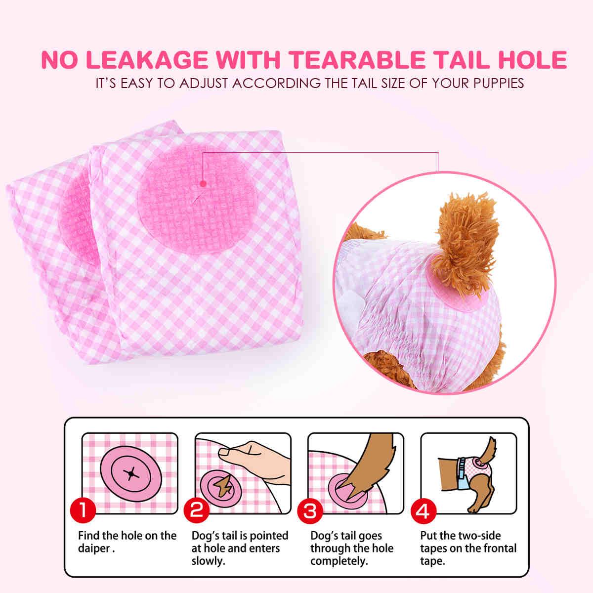 Disposable Female Dog Diaper, Adjustable Tail Hole