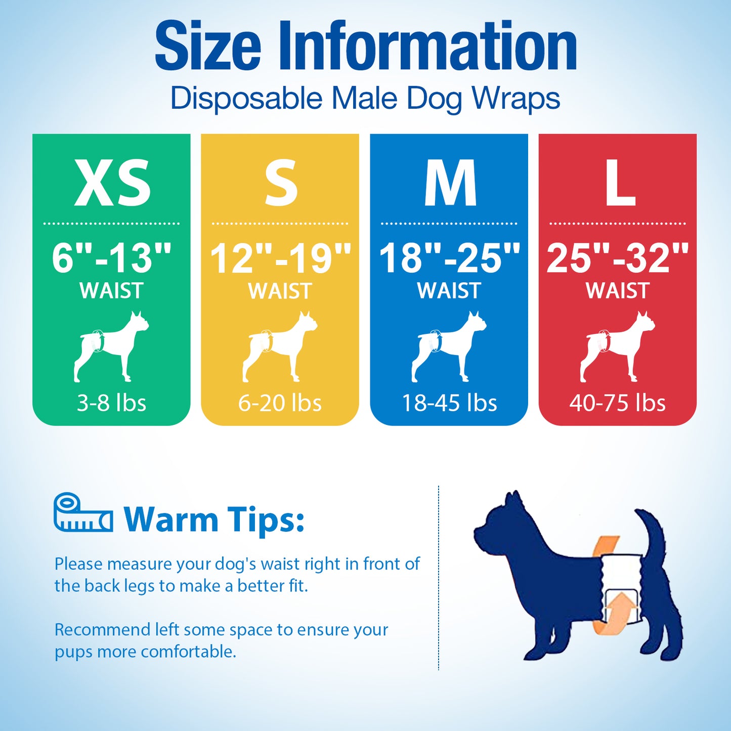 Disposable Male Dog Diapers Wraps with Wetness Indicator