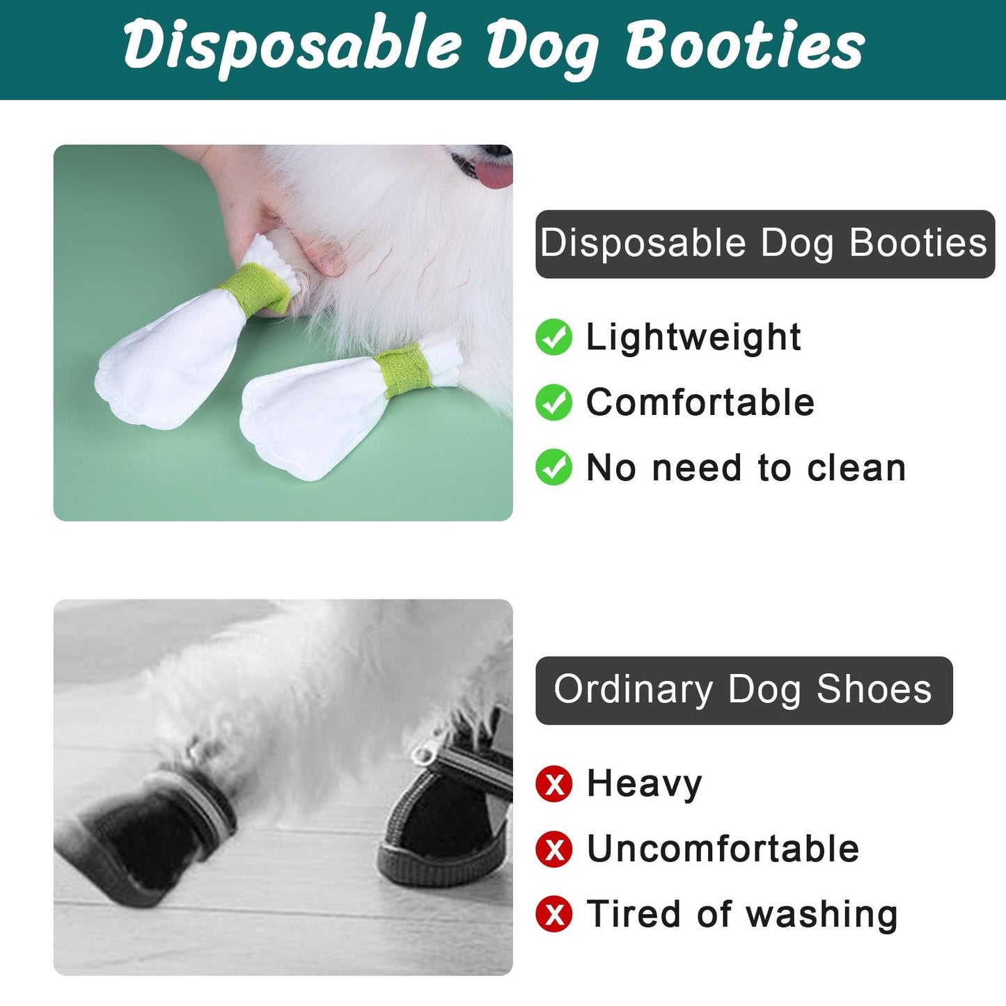 Disposable dog boots, keep your pet clean, waterproof outdoor, 1 Pack - Petsoft