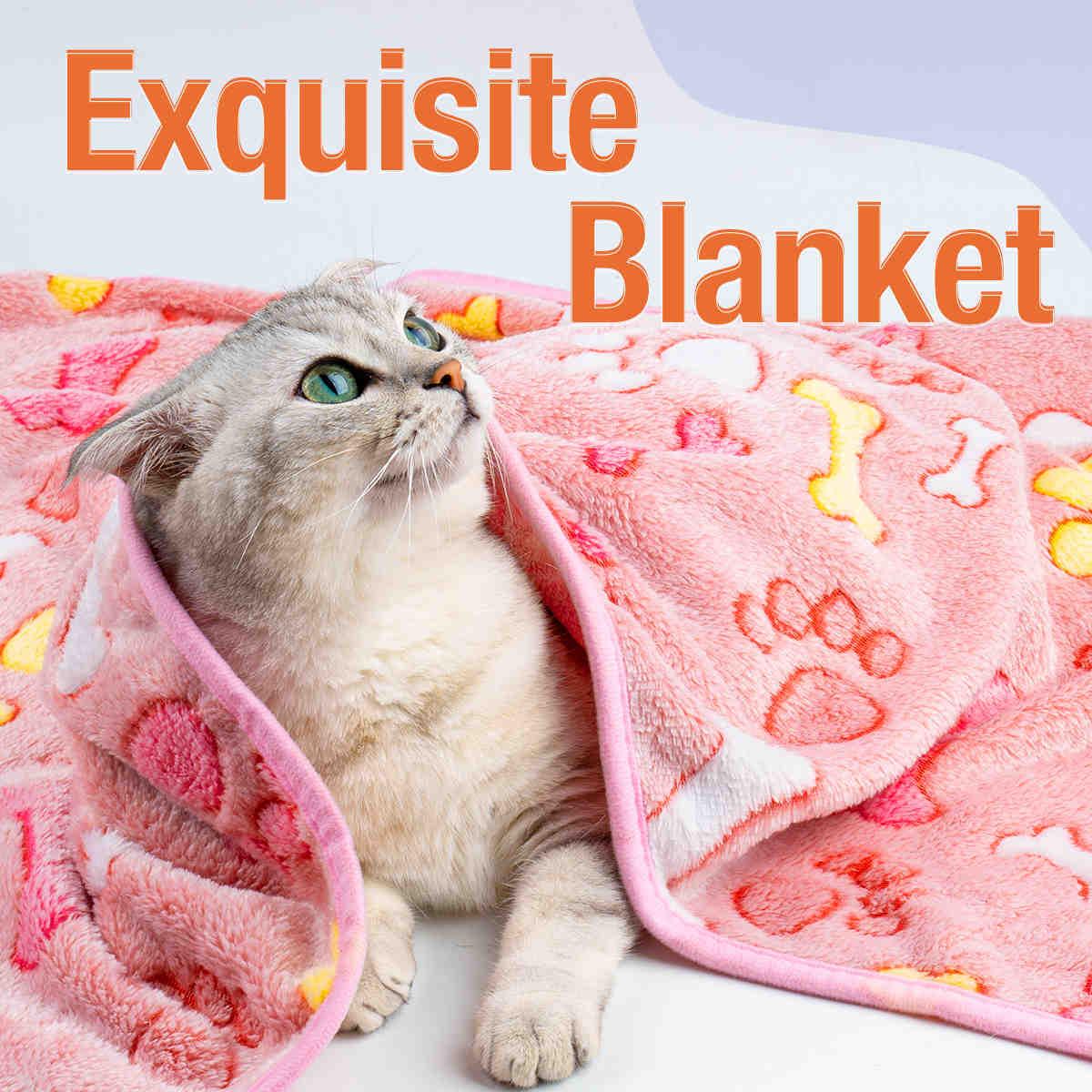 Fluffy Cats Dogs Blankets, 3 Pack (Bone)