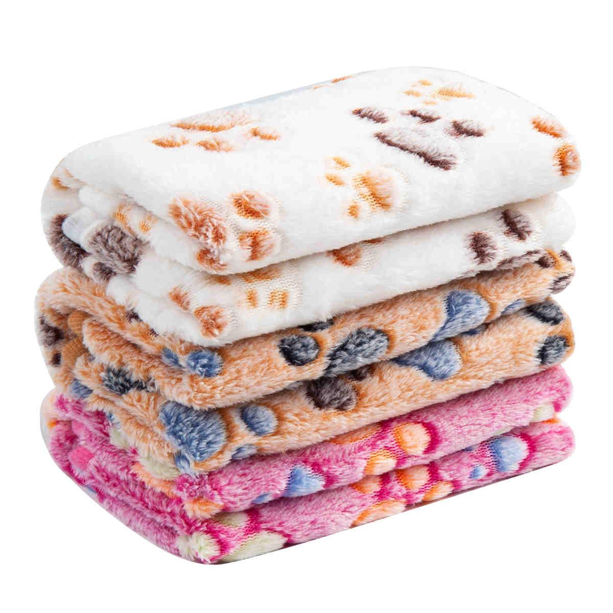 Fluffy Cats Dogs Blankets, 3 Pack (Paw)