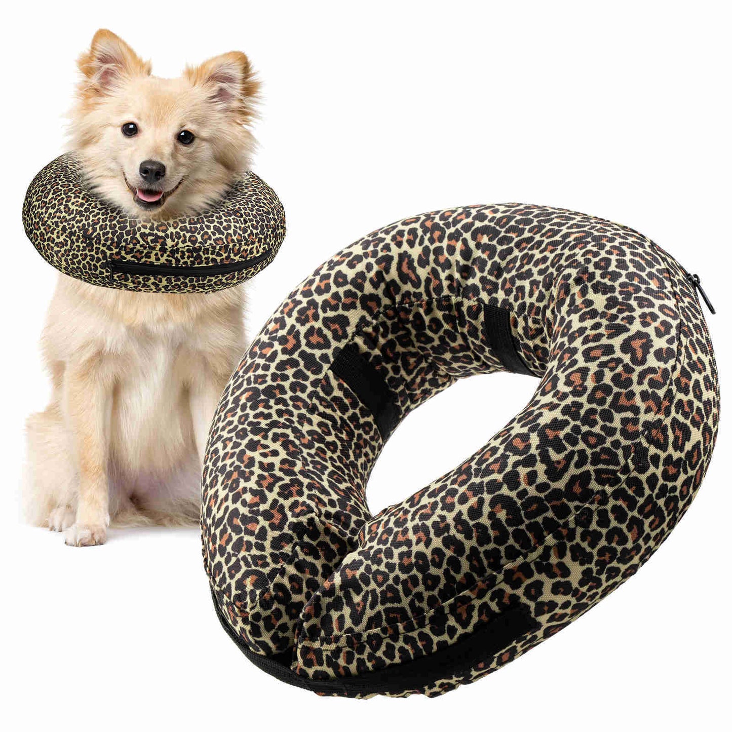 Inflatable Dog Collars-Adjustable Collars for dogs and Cats, 1 Pack (Leopard)