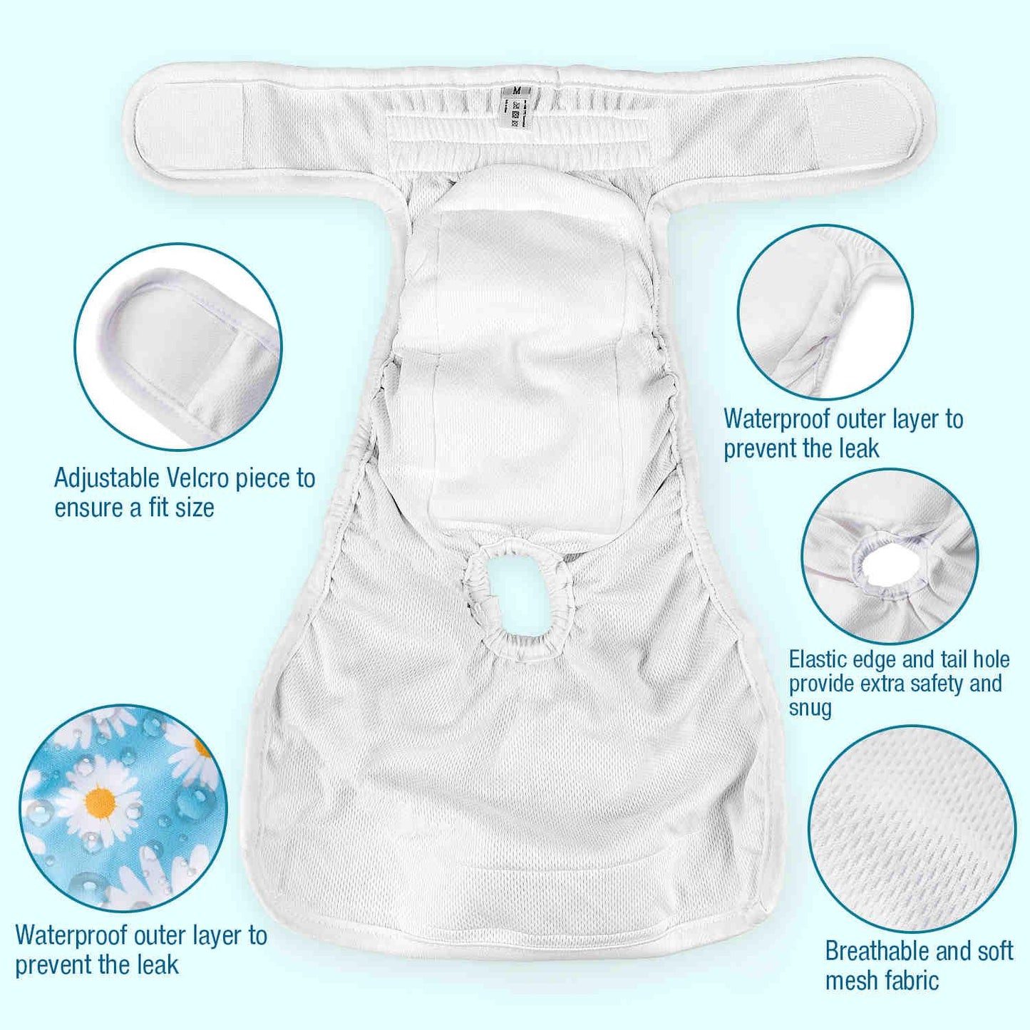 Washable Female Dog Diapers, Reusable Doggy Diapers