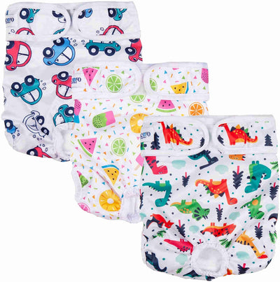 Washable Female Dog Diapers, Reusable Doggy Diapers, 3 Pack (Car)