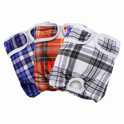 Washable Female Dog Diapers, Reusable Doggy Diapers, 3 Pack (Grid)
